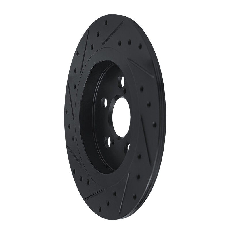 Lexus CT200H Brake Rotor (1) - Rear Right - R1 Concepts - Drilled & Slotted - Black - `11-`17